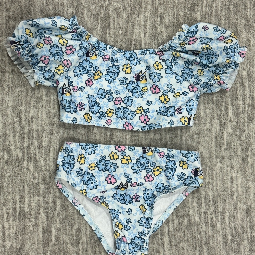 Bluey Floral Puff Sleeve Toddler Bikini